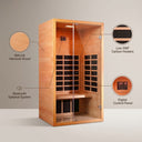 1 Person Extendable FAR Infrared Sauna for Home, Hemlock Wood Low EMF 6 Carbon Heaters Indoor Saunas with LED Lights, Bluetooth Speaker, Digital Control Panel, and Seating Bench — Lifestyle
