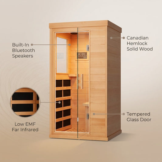 Mini Sauna, Low Emf Far Infrared Sauna, Home Spa Sauna with Bluetooth Speakers — Lifestyle