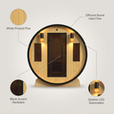 3-Person Capacity Outdoor White Finland Pine Wet/Dry Traditional Barrel Sauna with Black Accents — Lifestyle