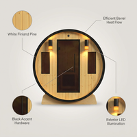 3-Person Capacity Outdoor White Finland Pine Wet/Dry Traditional Barrel Sauna with Black Accents — Lifestyle