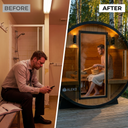 Outdoor Barrel Sauna Built for Authentic Scandinavian Wellness, Finland Pine, Wet/Dry, 3-Person Capacity — Before & After
