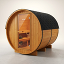 Outdoor Barrel Sauna Built for Authentic Scandinavian Wellness, Finland Pine, Wet/Dry, 3-Person Capacity — Studio Shot