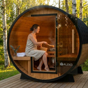 Outdoor Barrel Sauna Built for Authentic Scandinavian Wellness, Finland Pine, Wet/Dry, 3-Person Capacity — Lifestyle