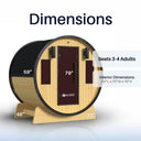 3-Person Capacity Outdoor White Finland Pine Wet/Dry Traditional Barrel Sauna with Black Accents
