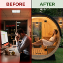 Finland Pine Barrel Sauna — 3-Person Outdoor Wet/Dry — Before & After