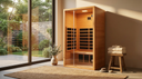 1 Person Extendable FAR Infrared Sauna for Home, Hemlock Wood Low EMF 6 Carbon Heaters Indoor Saunas with LED Lights, Bluetooth Speaker, Digital Control Panel, and Seating Bench — Lifestyle